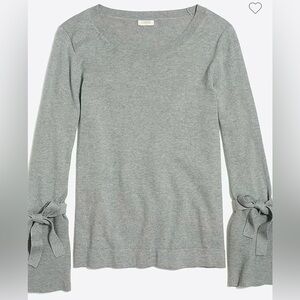 J. Crew Women’s Tie Bell Sleeve Sweater Graphite Gray 100% Cotton Large H5965